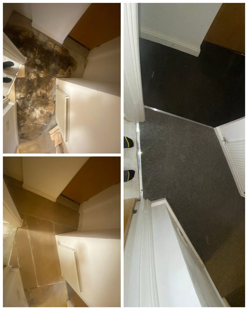 Floor repair before and after